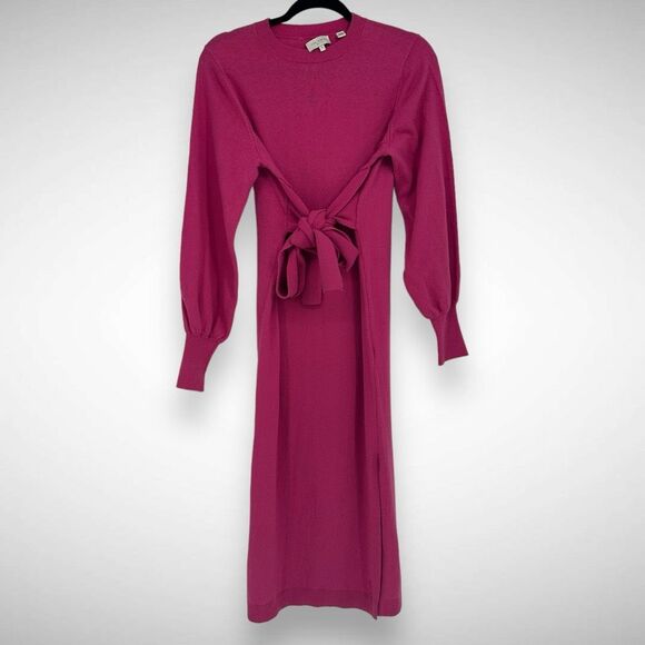 Ted Baker Essya Slouchy Long Sleeve Tie Waist sweater Midi Dress Size 1 Small - Picture 2 of 10